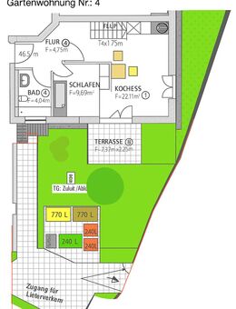 3 ZKB Gartenwohnung Nr.: 4 mit großem Souterrain in 86199 Augsburg Ortsteil Inningen - Augsburg