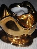 Kerzenständer in Form einer Roseblüte - Porzellan vergoldet in 45279