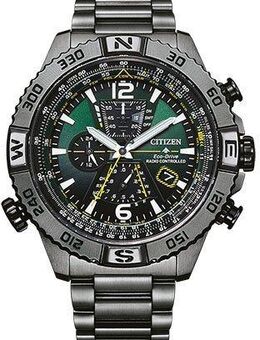 Citizen Funkchronograph Promaster Eco-Drive Navihawk AT8227-56X, Armbanduhr, Herrenuhr, Solar, Stoppfunktion, Edelstahlarmband