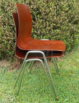 Paar Stapelstühle 1960 70er Jahre, Chrombeine & Pagholz Sitze. - Königswinter