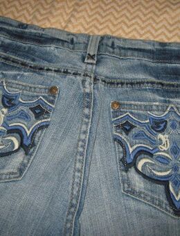 NEU* Shabby Style * Stickerei * Swarovski * Glitzer * Strass * Kristalle * Schlag * Jeans- Hose "BIBA by ESCADA" Gr. 34- 36/ XS- S, blau * - Riedlingen