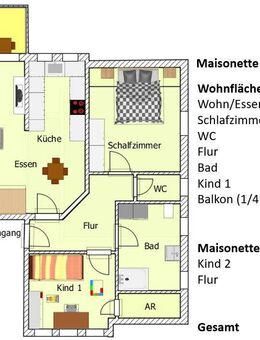 Großzügige Maisonettenwohnung (4,5 ZKBB) mit separatem Hobbyraum, Keller und TG-Stellplatz - Waiblingen