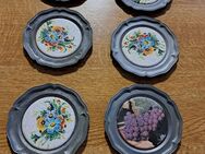 6 Untersetzer Glasuntersetzer Zinn Keramik Blumenmotiv Gr:10x10cm - Kirchheim (Teck) Zentrum