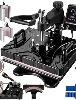 Digital Premium Hitzepresse 10 in 1 Transferpresse Schwarz 38x30cm Heißpresse Maschine Textilpresse Multifunktionale Sublimation T-Shirtpresse Becherpresse Tassenpresse Hüten Tellern Tassen 360Grad - Wuppertal