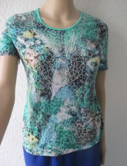 NEUw * Animal * Aquarell * Swarovski * Glitzer * Strass * Kristalle * Silber- Nieten * Kurzarm * T- Shirt "GERRY WEBER" Gr. 34- 36/ XS- S * smaragd- grün * dunkel- blau * - Riedlingen