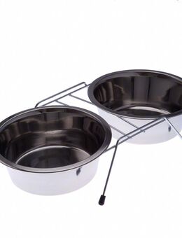 Doppel-Edelstahlnapf mit Ständer - 2 x 350 ml, Ø 13 cm