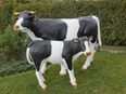 Kuhfamilie lebensgroß aufrecht schauend Gartendeko Tierfiguren in 06313