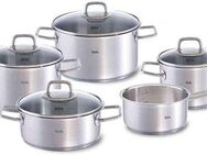 Fissler Topf-Set Viseo, Edelstahl 18/10 (9-tlg., je 1 Kochtopf 16/20/24 cm, 1 Stielkasserolle 16 cm, 1 Bratentopf 20 cm), Made in Germany,Induktionsgeeignet