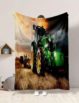 Traktor-Decke für Jungen – Flauschiger Komfort für kleine Traktor-Fans Bauer Landwirtschaft 150x200cm Design 3 - Ingolstadt