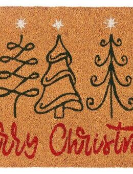 HANSE Home Fußmatte Kokos Five Christmas Trees, Türmatte, rechteckig, Höhe: 15 mm, Schmutzfangmatte, Rutschfest, Outdoor, Weihnachten, Kokosmatte, Flur