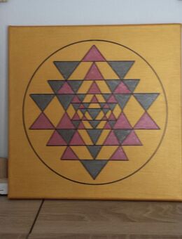 Leinwandbild 12/ Sri Yantra . Acrylbild. Rosarot - Unna