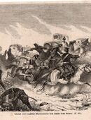 Überfall eines französischen Munitionstrains durch sächsische leichte Reiterei. 1870/71 , Militaria ,M58 in 02828