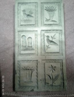 Wildkirsche Springerles 6 seltene fein geschnitzte Motive Model Printen um 1860 besonders fein ausgeschnitzt 15,5 cm X 8,5cm Provenienz Bäckerei in Bretten - Sternenfels