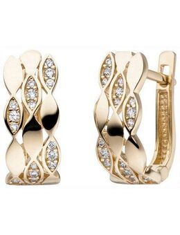 JOBO Paar Creolen, 333 Gold mit 32 Zirkonia