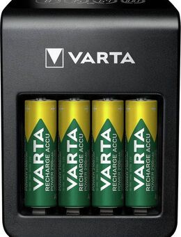 VARTA VARTA LCD Plug Charger+ 4x AA Accus Batterie-Ladegerät (2100 mA, Set, 5-tlg)