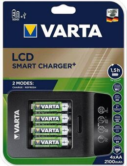 VARTA VARTA LCD Smart Charger+ für 4 AA/AAA-Akkus und USB-Geräte Powerstation Micro