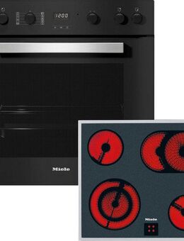 Miele Elektro-Herd-Set H2459 E D OBSW + KM 6003 LPT, mit Teleskopauszug nachrüstbar, Herd-Set - Herd mit 2 FlexiClip-Auszügen sowie Elektrokochfeld