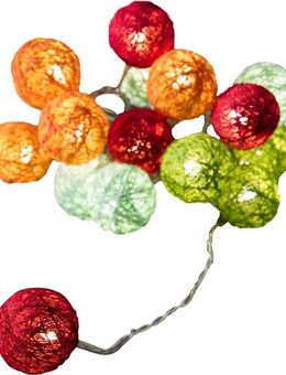 KONSTSMIDE LED-Lichterkette Weihnachtsdeko, 16-flammig, LED Dekolichter, bunte Baumwollkugeln, klein, 16 warm weiße Dioden