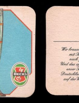 Beck's - Brauerei Beck - Bremen - Edle Trinkgefäße Nr. 3 Bierdeckel Coaster - Nürnberg