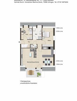 Neubauprojekt in Hochdorf, 4-Zi.-Maisonnettewhg., 1.+2.DG, 2 Balkone, KfW55, Aufzug, Tiefgarage! - Hochdorf (Regierungsbezirk Stuttgart)