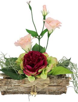 Kunstpflanze Gesteck Rose in Schale Rose, I.GE.A., Höhe 25 cm