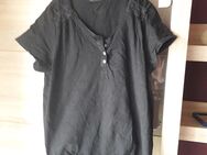 Damenshirt schwarz mit Knopfleiste, unten Gummibündchen Gr.44 - Euskirchen