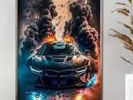 BMW M4 M3 mit Rauch Sportwagen Auto Leinwand Wandbild Poster - Schweinfurt