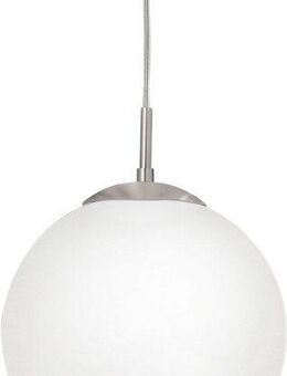 EGLO Hängeleuchte RONDO Pendellampe, Metall in silber, Glas in Opal matt weiß, E27, Leuchtmittel wechselbar, ohne Leuchtmittel, Esszimmerlampe, zeitloses Design, modern, schlicht, 110x25cm