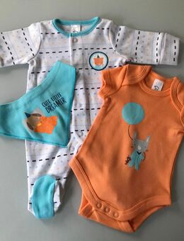 Baby Babies Kinder Babyboy Babygirl Jungen Mädchen 3-teilig Set Strampler Body Orange Gr. 50 Frühgeboren 100% Baumwolle C&A Baby Club neu mit Etikett - Albstadt