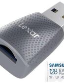 Speicherkartenleser MicroSD Laufwerk Lexar, USB 3.2 Gen 1 Typ A, Samsung EVOPlus MicroSDXC 128GB mit einer Datenübertragung von bis zu 130MB/s, V30, A2, U3, inklusive SD-Adapter in 90763