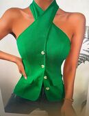 Halterneck-Top, Elegantes rückenfreies Halter-Slim-Top Grün Gr. S(36) neu in 86179