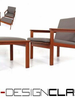 wie neu! Set Illum Wikkelsø 2x Danish Teak Sessel Hocker Mid Century Lounge Chair Vintage - Hamminkeln Zentrum