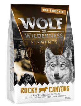Wolf of Wilderness Probierbeutel - getreidefrei - Single Protein: ADULT Rocky Canyons - Freiland-Rind (300 g)