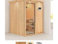 Karibu Sauna Milaja, BxTxH: 165 x 165 x 202 cm, 68 mm, (Set) 3,6-kW-Bio-Plug & Play Ofen mit externer Steuerung