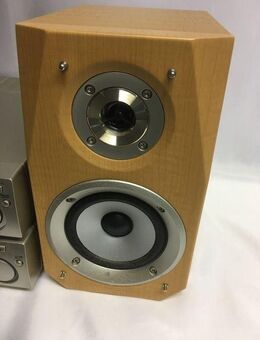 SHARP schöne Edle Boxen Hifi Lautsprecher CP-MX30H Klemmanschluss hinten mit Abdeckung Stoff grau - Dübendorf