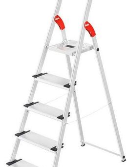 Hailo Stehleiter L80 ComfortLine, Alu-Sicherheits-Stehleiter 5 Stufen