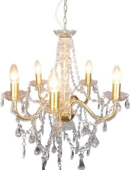 näve Kronleuchter Cecilia, Leuchtmittel wechselbar, 5flg., Kristallbehang aus Acryl, exkl. Leuchtmittel E14, D: ca. 52cm