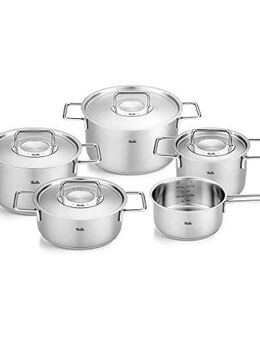 Fissler Topf-Set Fissler Pure Collection, Edelstahl 18/10 (Set, 5-tlg., Kochtopf 16/20/24 + Bratentopf 20cm + Stielkasserolle 16cm oD), Made in Germany