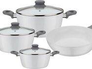 GSW Topf-Set Fiona, Aluminium (Set, 7-tlg., je 1 Kochtopf Ø 16/20/24 cm, 1x Schmorpfanne Ø 24 cm), weiß mit Softtouch-Griff kratzfeste ILAG® CERAMICVeredelung, Induktion