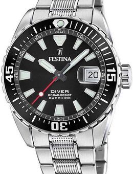 Festina Taucheruhr The Originals/Diver F20669/3, Armbanduhr,Quarzuhr,Herrenuhr,bis 20 bar wasserdicht, Edelstahlarmband