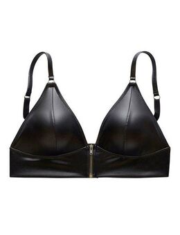 petite fleur gold Bralette-BH ohne Bügel in Leder-Optik mit Reißverschluss, Kunstleder, sexy Dessous