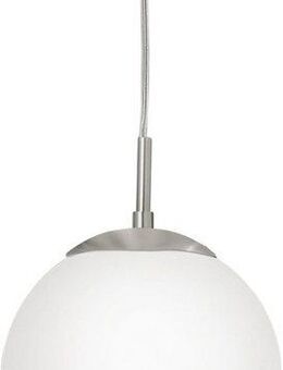 EGLO Hängeleuchte RONDO Pendellampe, Metall in silber, Glas in Opal matt weiß, E27, Leuchtmittel wechselbar, ohne Leuchtmittel, Esszimmerlampe, zeitloses Design, modern, schlicht, 110x20cm