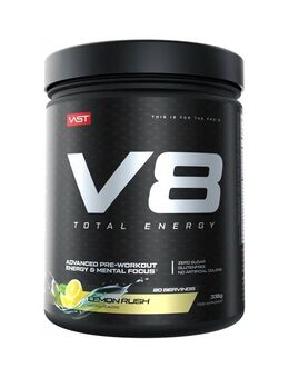 Vast V8 Total Energy Pre Workout Booster, 336g Dose, 20 Portionen, Geschmack Lemon Rush - Eckental
