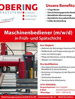 Maschinenbediener/in für Voortman Bohranlagen Vollzeit Früh- und Spätschicht (4 Tage Woche) - Emsdetten