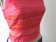 NEU * Indian * Goa * Boho * Hippe * Festival * Style * Blumen * Blüten * Stickerei * Streifen * Seiden Optik * Spaghetti-Träger * Bustier * Bauchfrei * Kurz * Corp * TOP "REVIEW" Gr. 36- 38/ S * pink * terra- cotta * orange * - Riedlingen