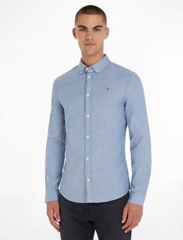 Tommy Jeans Langarmhemd TJM Slim Stretch Oxford Shirt mit Flaglabel auf der Brust