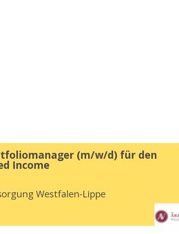 (Junior) Portfoliomanager (w/m/d) für den Bereich Fixed Income - Münster