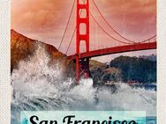 Schönes Holzschild San Francisco Golden Gate Bridge Wellen USA Wandbild 20x30 cm - Berlin