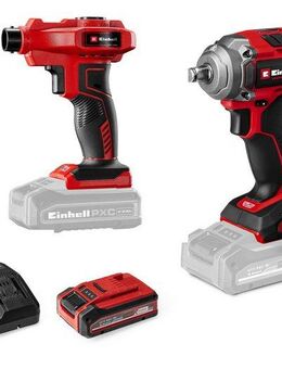 Einhell Akku-Schlagschrauber PROFESSIONAL Maschinen-Set TP-CW 18/350-C + CE-CC 18 Kit, (mit Akku-Autokompressor und PXC-Starter-Kit), Inkl. Akku und Ladegerät