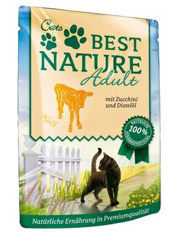 Best Nature Cat Adult 16 x 85 g - Kalb mit Zucchini & Distelöl